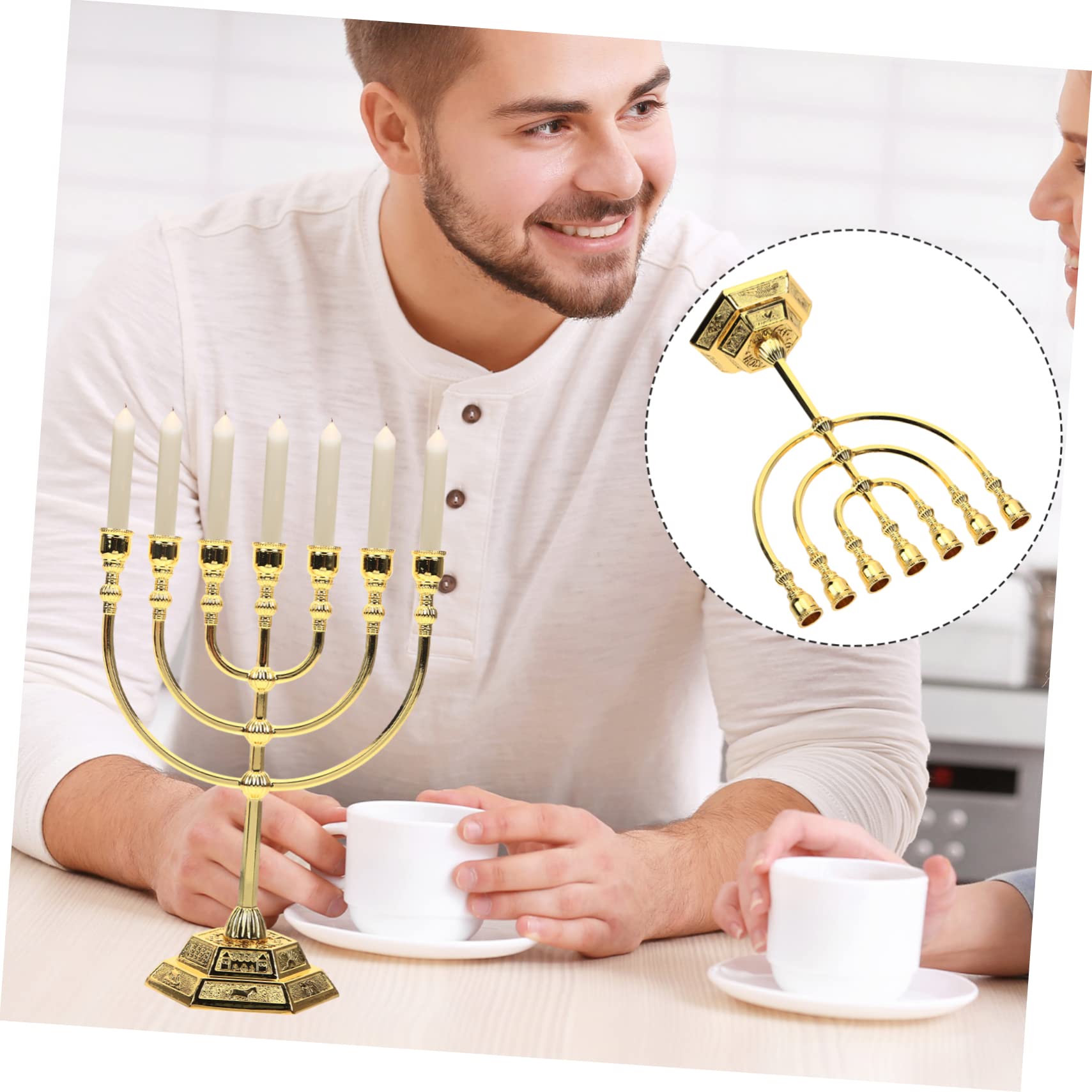 Amazon｜OUNONA イスラエル製7灯金属製燭台飾り ヴィンテージデザイン