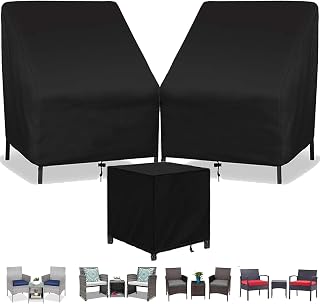 Patio Furniture Chair Covers Set, 3PCS Outdoor Garden Furniture Sofa Cover with 420D Durable Waterproof, Fit for Outdoor Wicker/Rattan Chair Conversation Sets