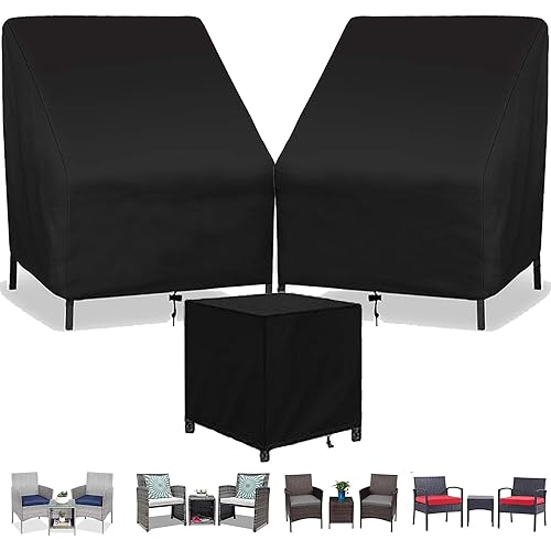Patio Furniture Chair Covers Set, 3PCS Outdoor Garden Furniture Sofa Cover with 420D Durable Waterproof, Fit for Outdoor Wicker/Rattan Chair Conversation Sets