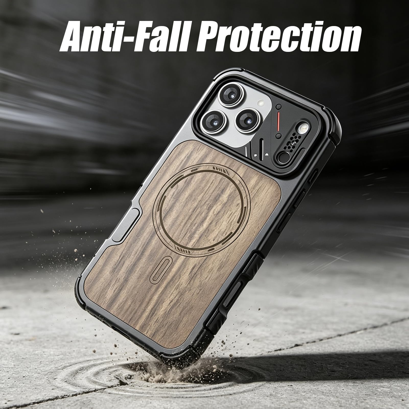 Madera Funda Para iPhone 18 Pro Max/18 Pro, Protección de Cámara Magnético