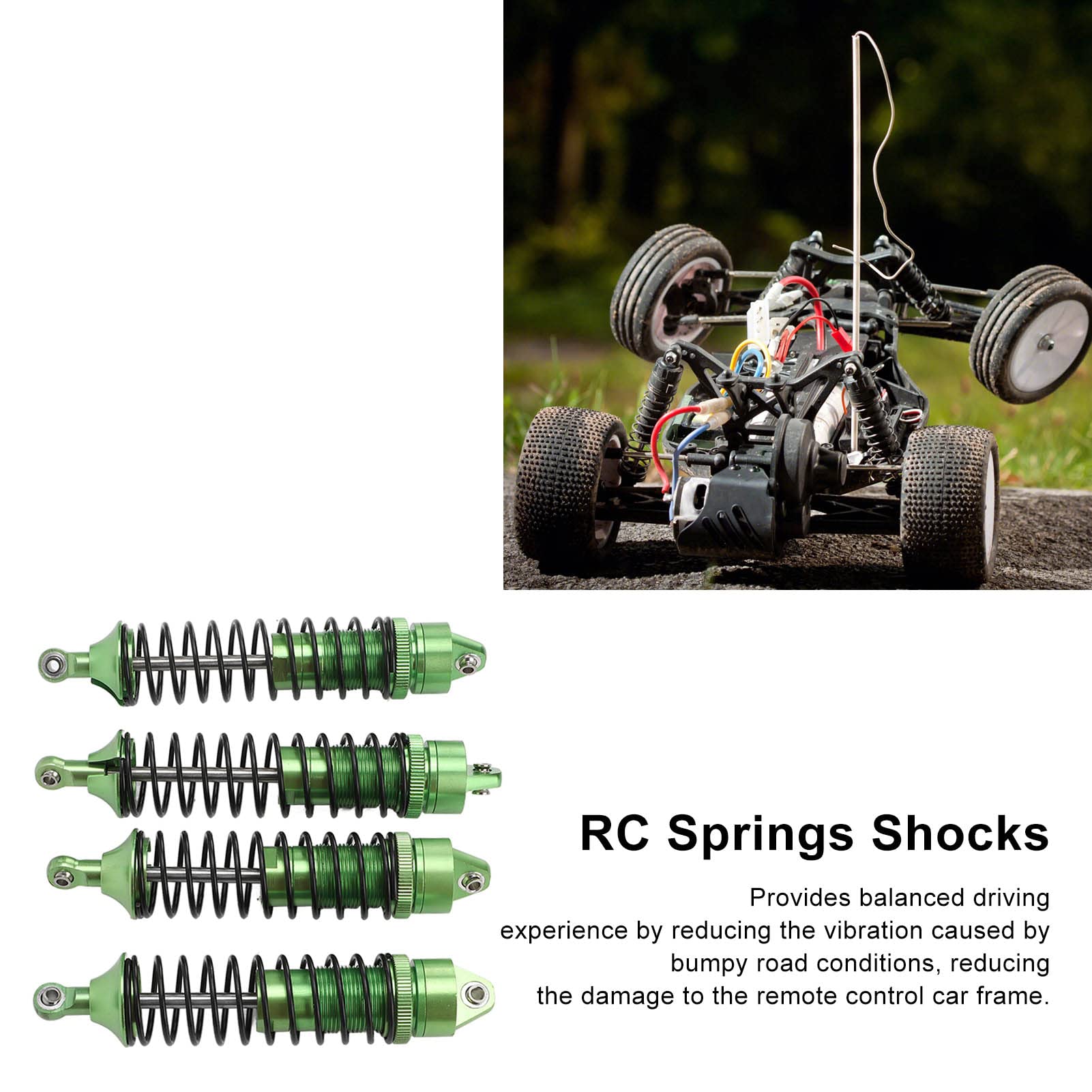 Amortyzatory RC ze stopu aluminium Premium regulowane przednie tylne amortyzatory dla Senton 1/10 RC Car 4 szt. Zestaw (Green)