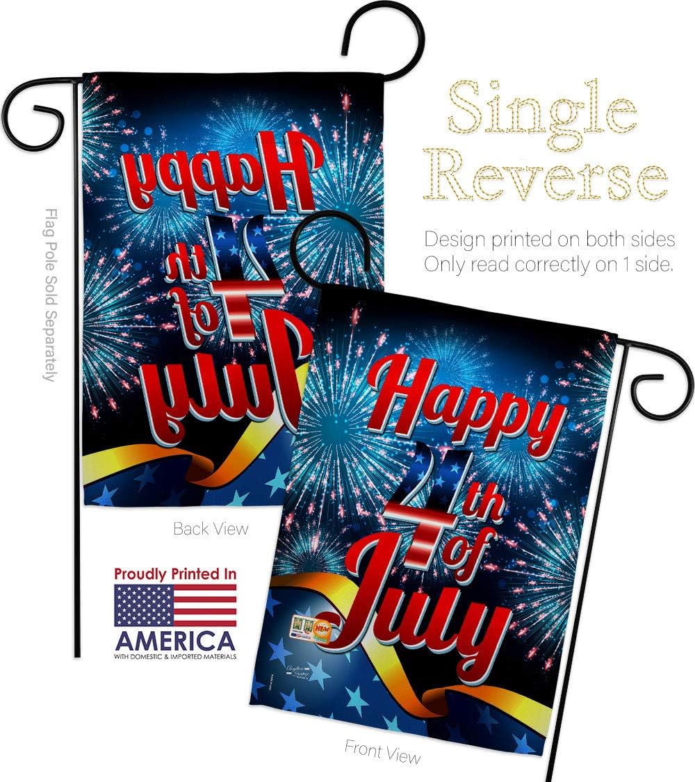 Happy 4th of July Garden House Flags Set Americana Fourth Independence Day Fireworks BBQ United State American Small Decorative Gift Yard Banner Made In USA 28 X 40