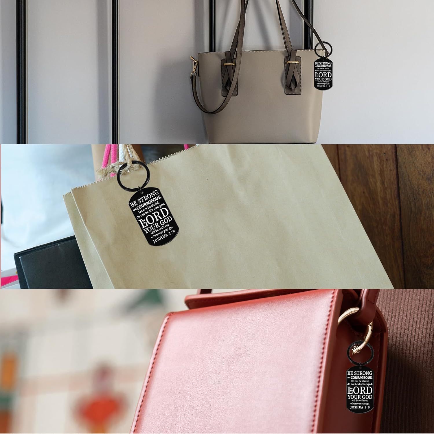 OEHEDOU Christian Dog Tag Chain for Men Teen Boys First Communion Gifts For Boys Baptism Gifts For Male Religious Gift For Men Christian Bible Verse Cross Keychain Jewelry Faith Godly - Image 6