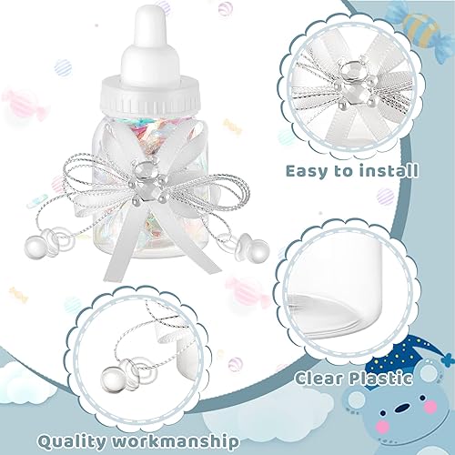 Miniatura 23 de Nuenen 48 botellas de leche para baby shower con cinta, botellas de plástico de oso para dulces, regalos de baby shower, revelación de género, Rosado