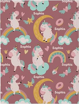 Personalized Baby Blankets with Name for Girls, Customized Rainbow Baby Blanket Gift for Newborns Girls, Custom Baby Blankets with Name Soft Plush