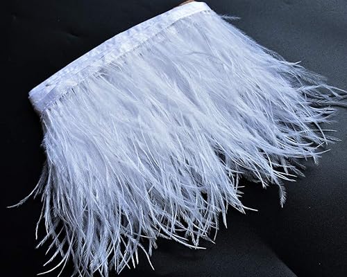 Miniatura 2 de Happy Feather - 1,8 metros de flecos de plumas de avestruz blancas de 5-6 pulgadas para manualidades, costura, disfraces y decoración de vestidos