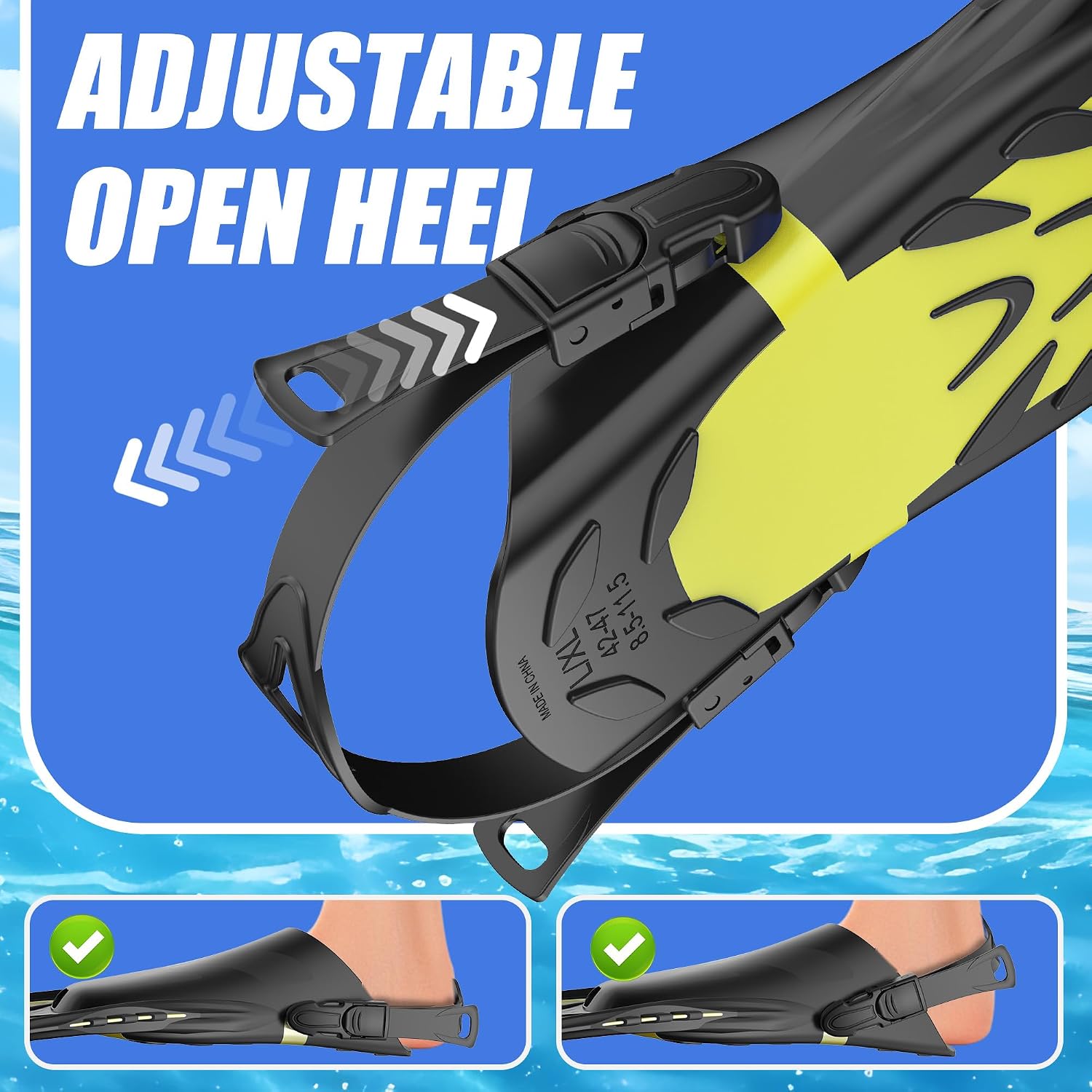 Snorkeling Gear for Adults: Diving Mask + Swim Fins L/XL (US 8.5-11.5)