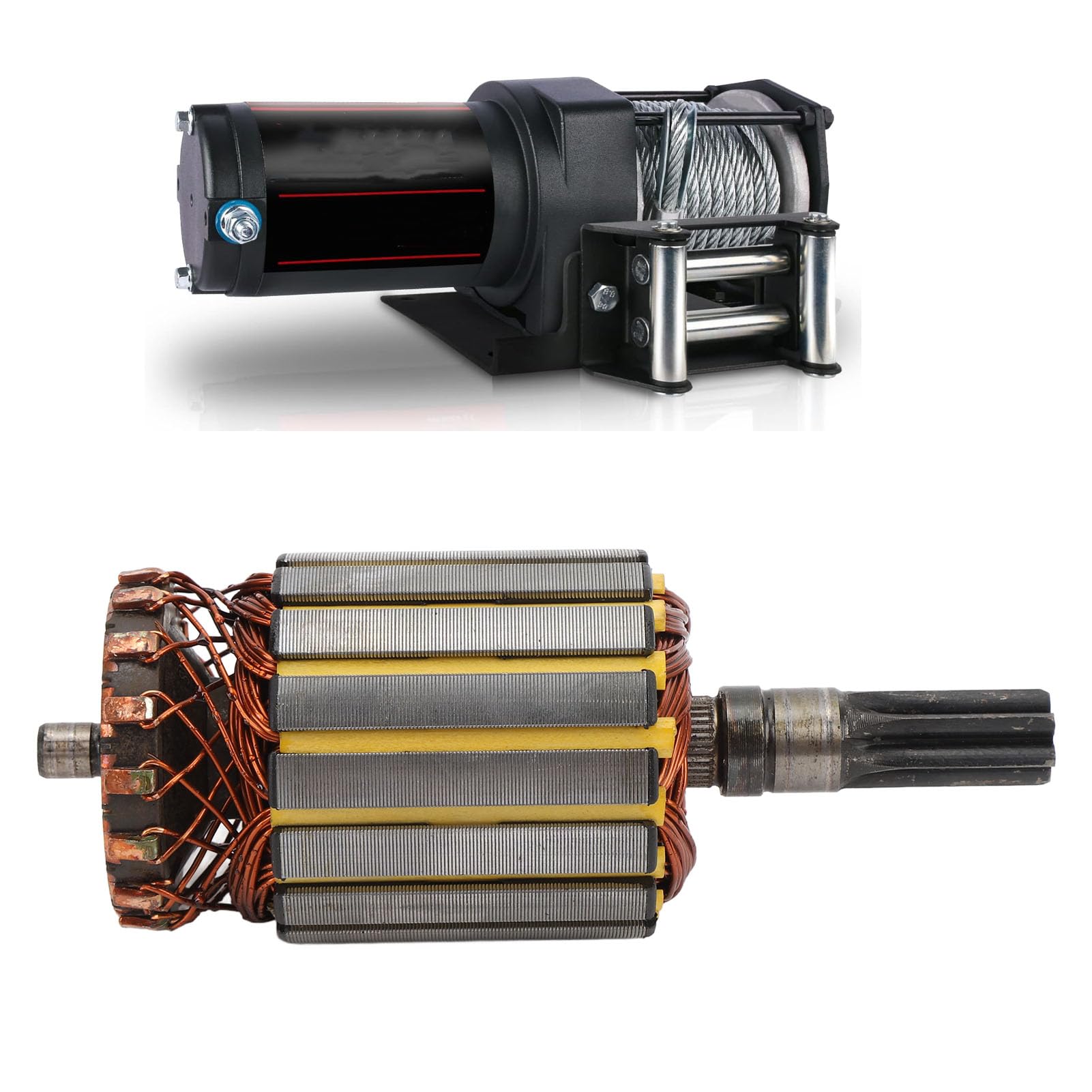 VOBOR Wirnik Silnika Wyciągarki, Wirnik Silnika Wyciągarki DC12V Metalowy, łatwy w Montażu, Wirnik Silnika Wyciągarki do Wyciągarki ATV 3000lb 4X4