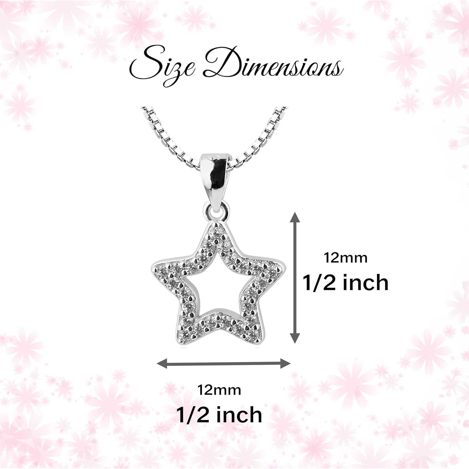 Cherished Moments 925 Sterling Silver CZ Star Necklace for Children, Kids, Toddlers, Little Girls, Teens or Women