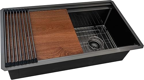 Vista 38 de Ruvati RVH7121BL - Fregadero de cocina de acero inoxidable negro de 21 pulgadas