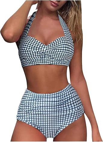 Kad n 2 Par a Vintage Mayo Halter Dantelli Wrap Bikini Seti Push Up Retro Kar n Kontrol  ile Y ksek Bel Bikini Alt