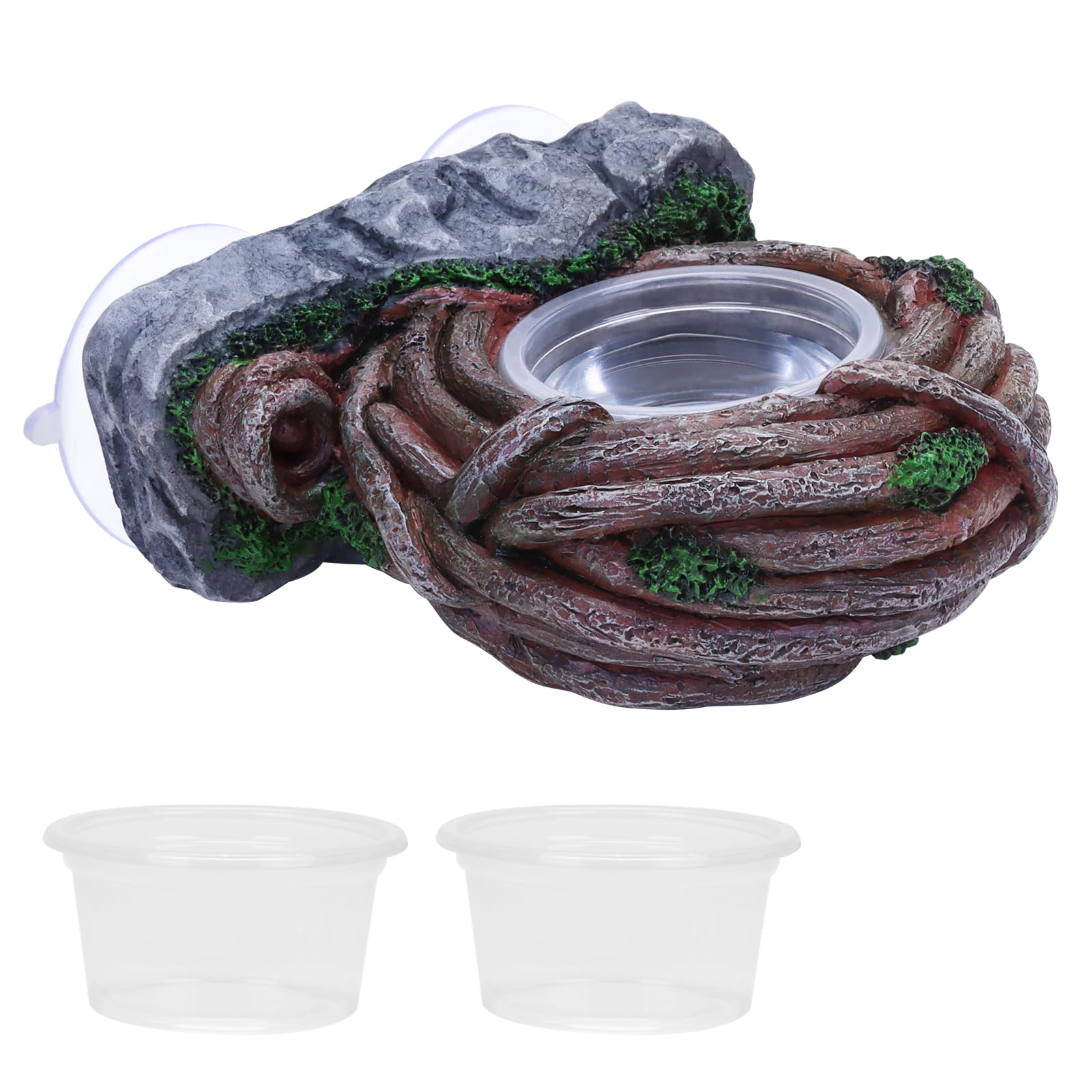 AIICIOO Vine Reptile Feeding Ledge Pet Food Bowl Water Dish Amphibian Feeder Bowl Reptile Terrarium Decor for Bearded Dragon Lizard Snake Frog Gecko Tortoise Hermit Crab
