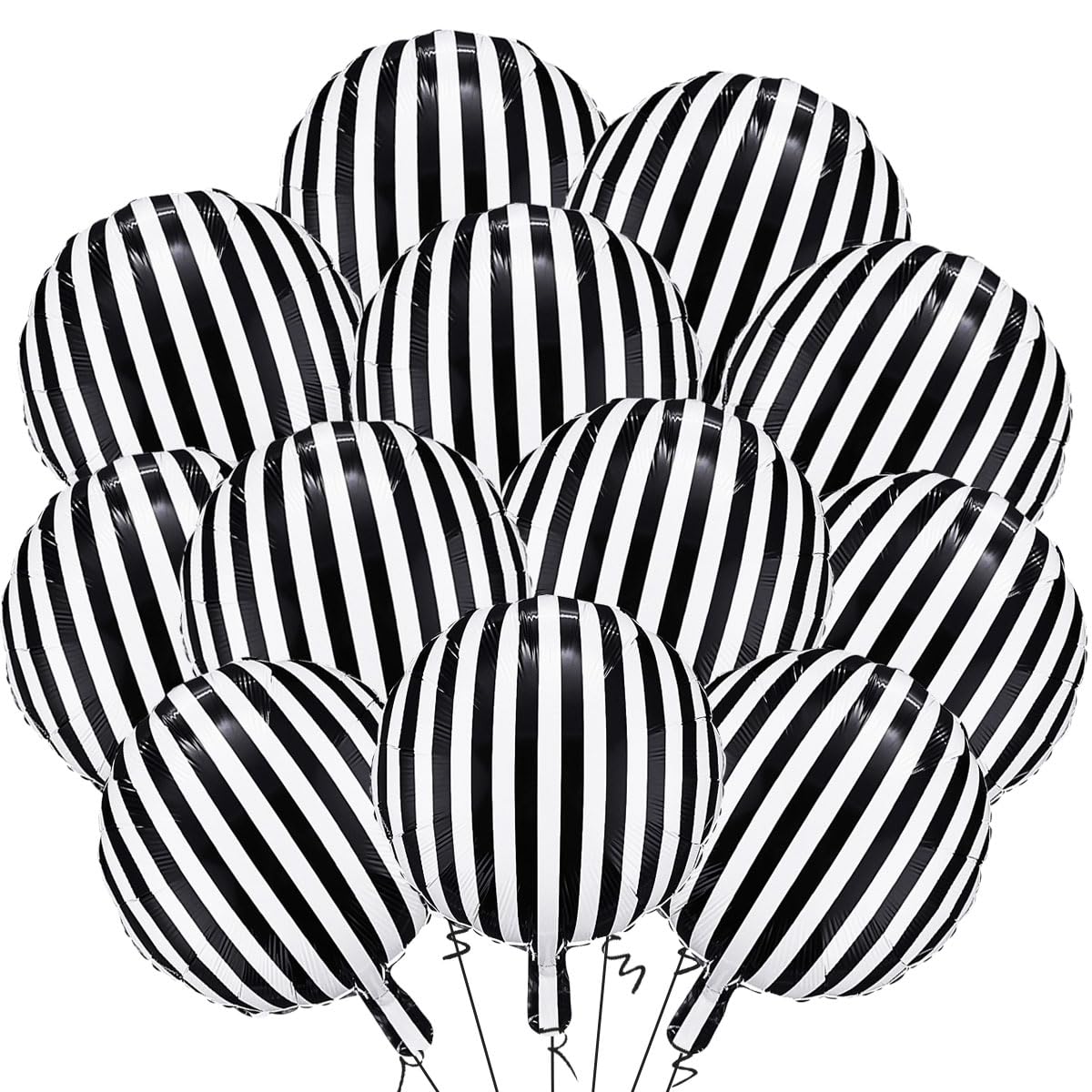 12 Pcs Black and White Striped Balloons, Black and White Balloons for Birthday Party Baby Shower Halloween Decorations Supplies