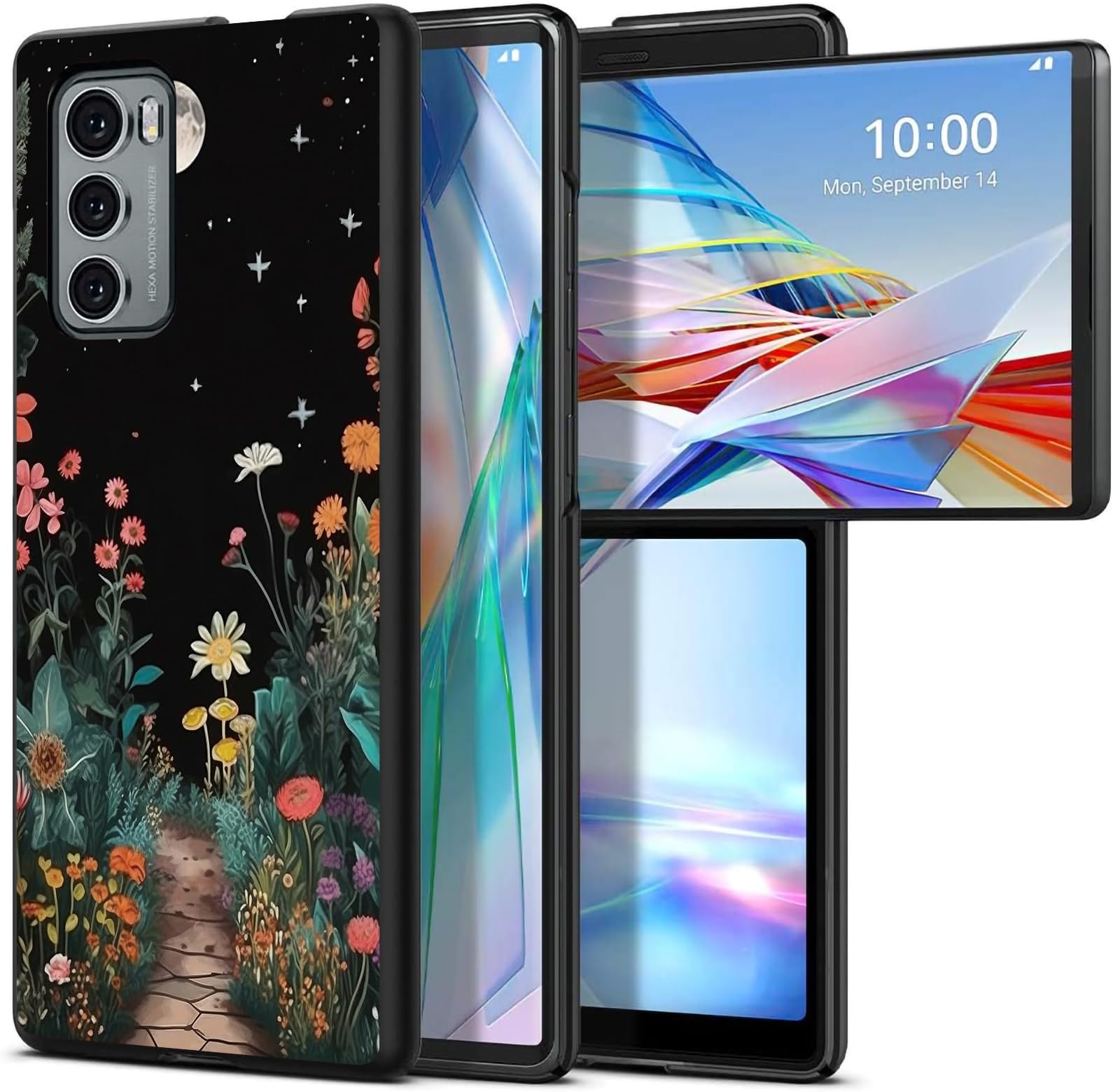 Wild Flower Moon for LG Wing 5G 6.8" Phone Case, Slim Phone Case for LG Wing (2020), Hard PC Shookproof Wireless Charging Men/Women Cover for LG Wing 5G