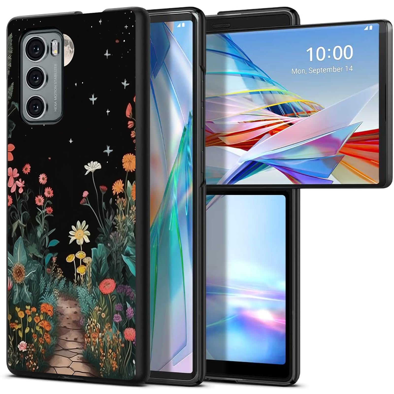Wild Flower Moon for LG Wing 5G 6.8" Phone Case, Slim Phone Case for LG Wing (2020), Hard PC Shookproof Wireless Charging Men/Women Cover for LG Wing 5G