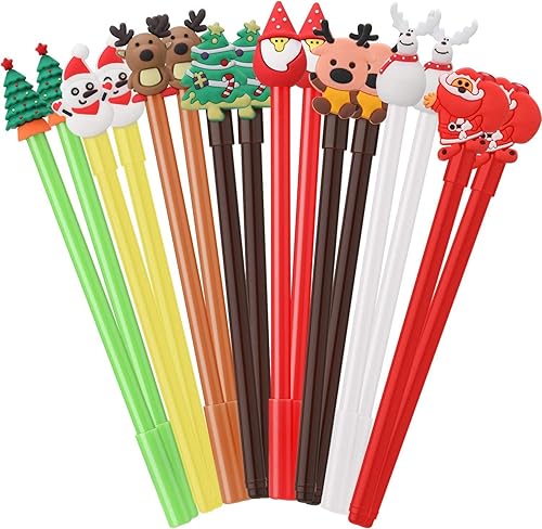 Miniatura 5 de Bolígrafo de tinta de gel de Navidad, tinta de gel negra para niños y niñas, suministros de oficina, 8 estilos, árbol de Navidad, muñeco de nieve,