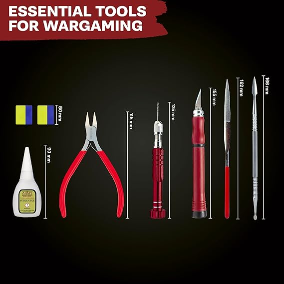 The Army Painter Hobby Tool Kit with Glue & 6 Tools: Drill incl. 3 Bits, Knife, Side Cutter, Sculpting Tool & Green Stuff - for Warhammer & D&D Modeling Plastic, Resin & Metal Miniatures