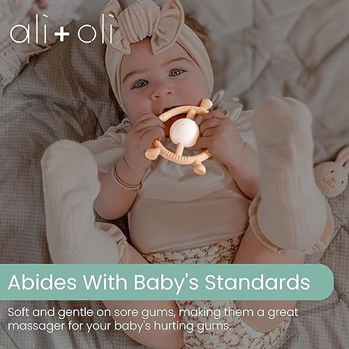 Miniatura 5 de Ali+Oli Mordedores y sonajero (jirafa salvia) para bebés de más de 3 meses, juguetes de dentición para bebés con superficie multitexturizada, sin