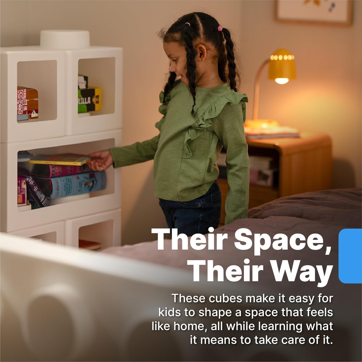 Step2 Contemporary Builders Stackable Storage Cubes, Modular Building Block Kids Toy Organizer, 5-Piece Set, Open-Front, White