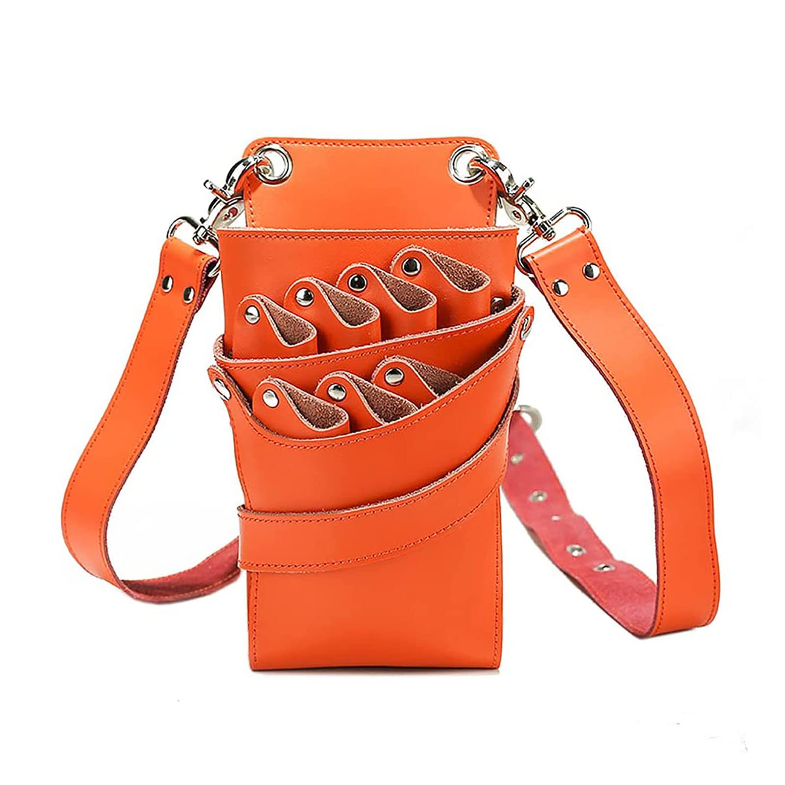 vrfvsdasAAS Hairdressing Tools Waist Bag, Hair Scissor Holster Pouch With Adjustable Waist Shoulder Belt,Genuine Leather Scissors Bag For Hairdressers(Orange)