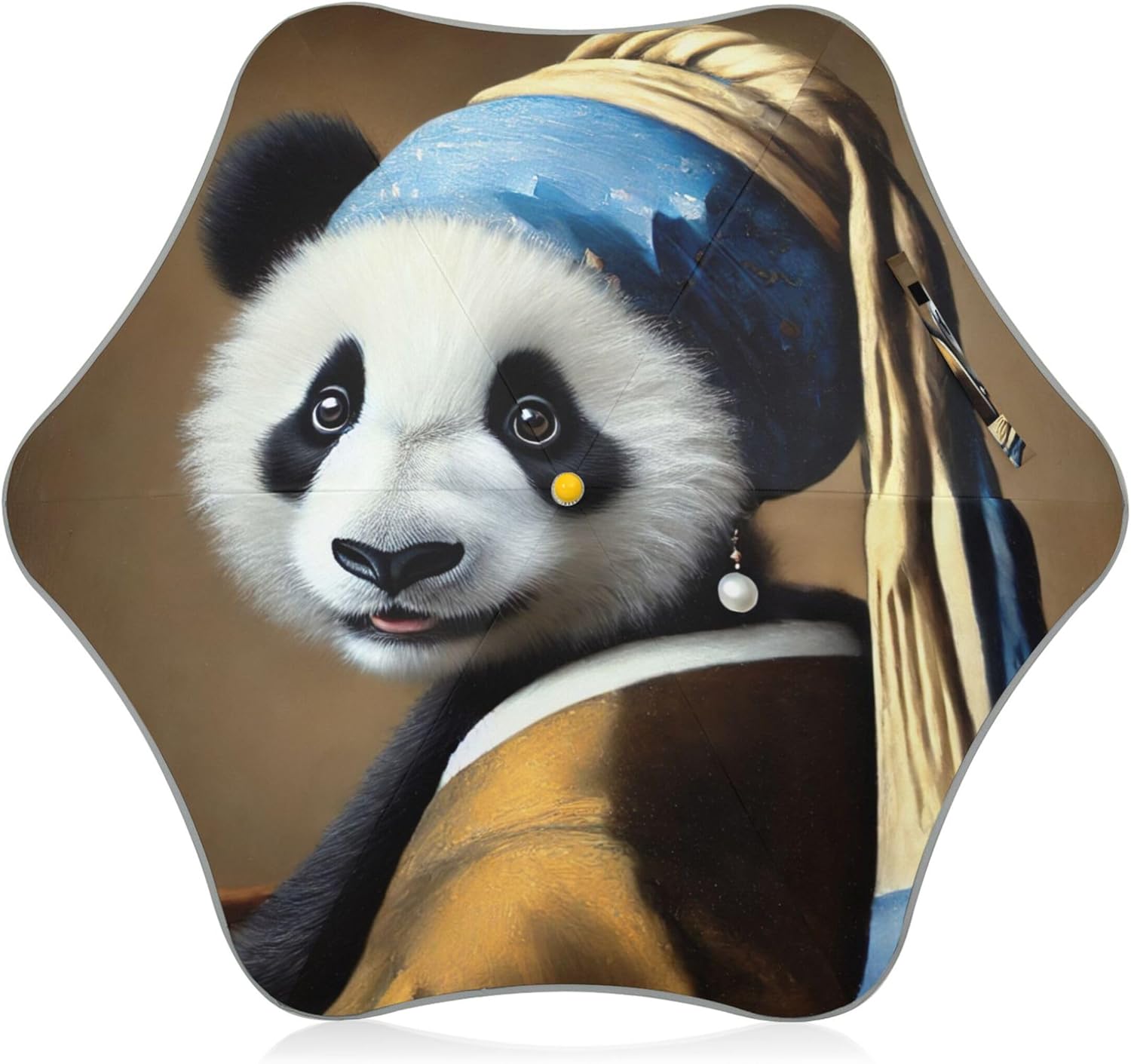 Joisal Artistic Panda Funny Girls Umbrella for Kids Windproof Sun Umbrella Uv Protection Child Fun Rain Umbrellas for Boys Classic Stick 90x65cm / 35.5x25.6in