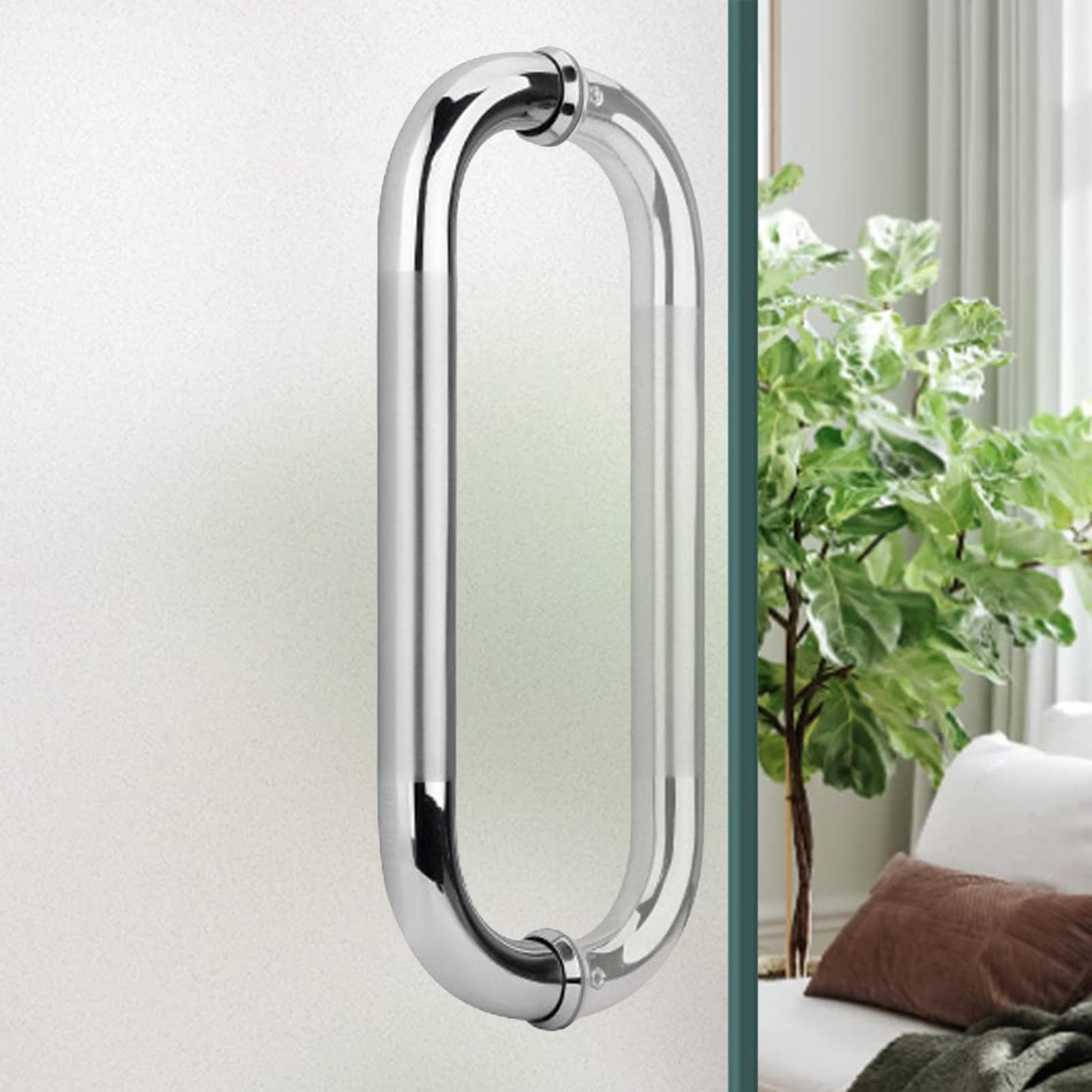 Poignée de porte d'entrée moderne 12 pouces push-pull en acier inox argenté 304