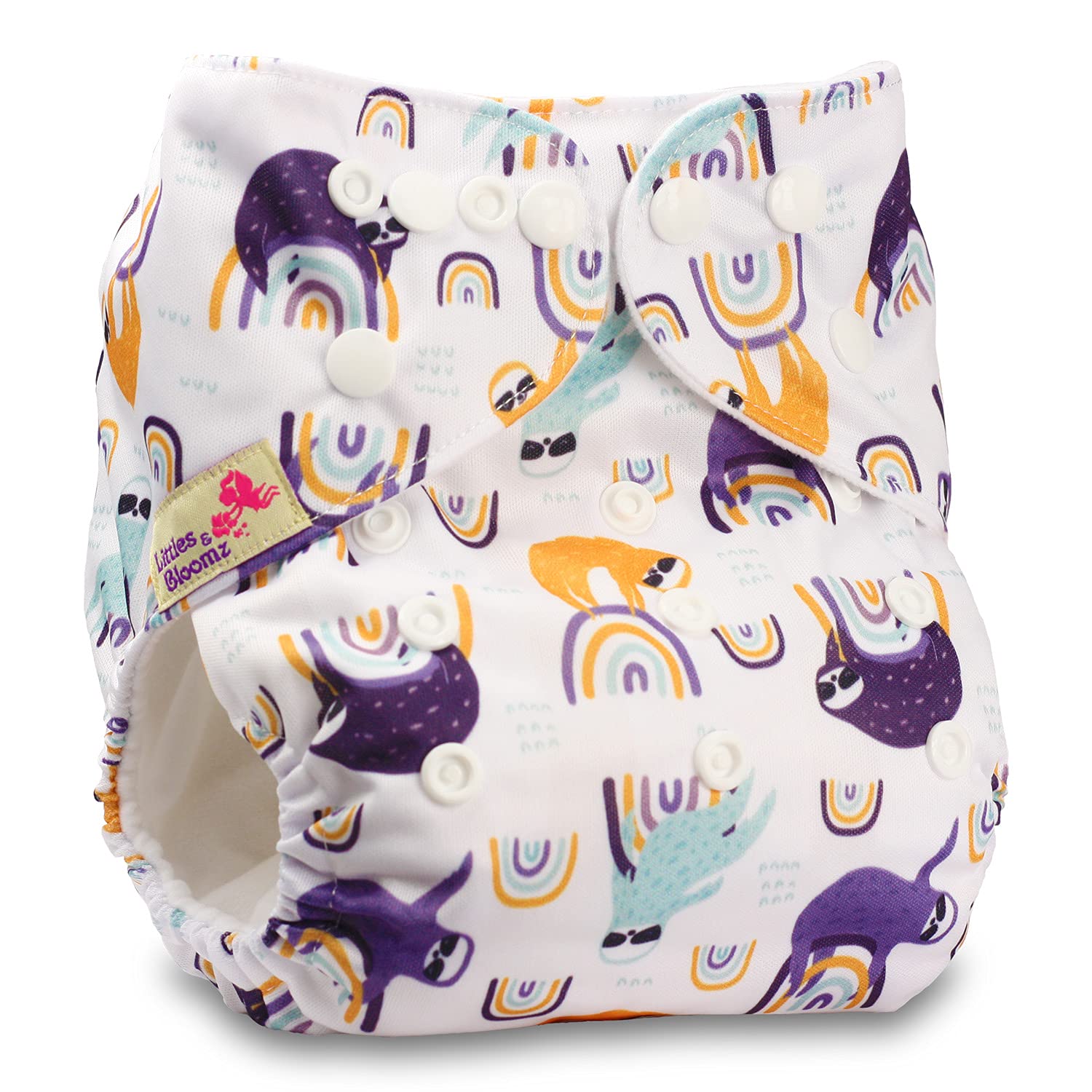 Littles & Bloomz, Reusable Pocket Cloth Nappy, Fastener: Popper, Set Of 1, Pattern 67, Without Insert - View #10