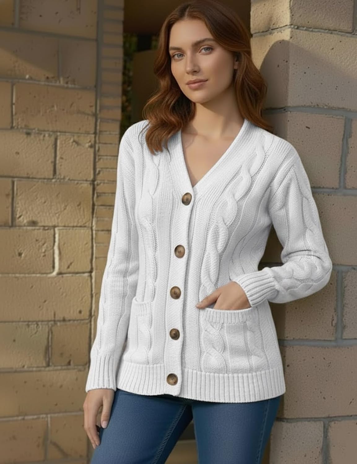 Women's Casual Slim Fit Cardigan Sweaters Long Sleeve Button Down Mid Length - Image 5