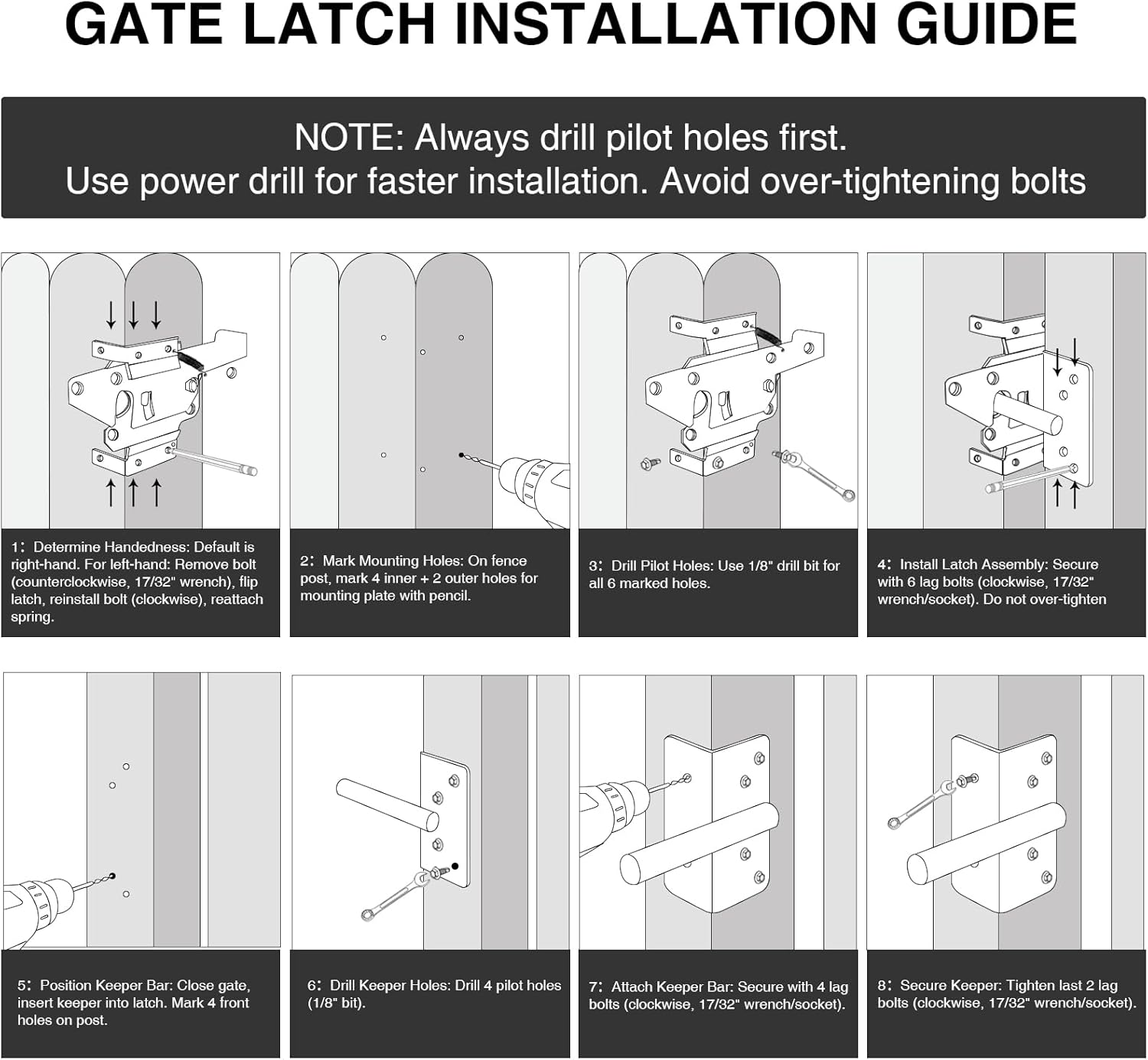 Self-Locking Gate Latch for Wooden Fence - Heavy Duty Automatic Gate Lock Gravity Door Latch Hardware for Secure Pool, Yard,Outdoor Garden, Metal Gates Vinyl Fences