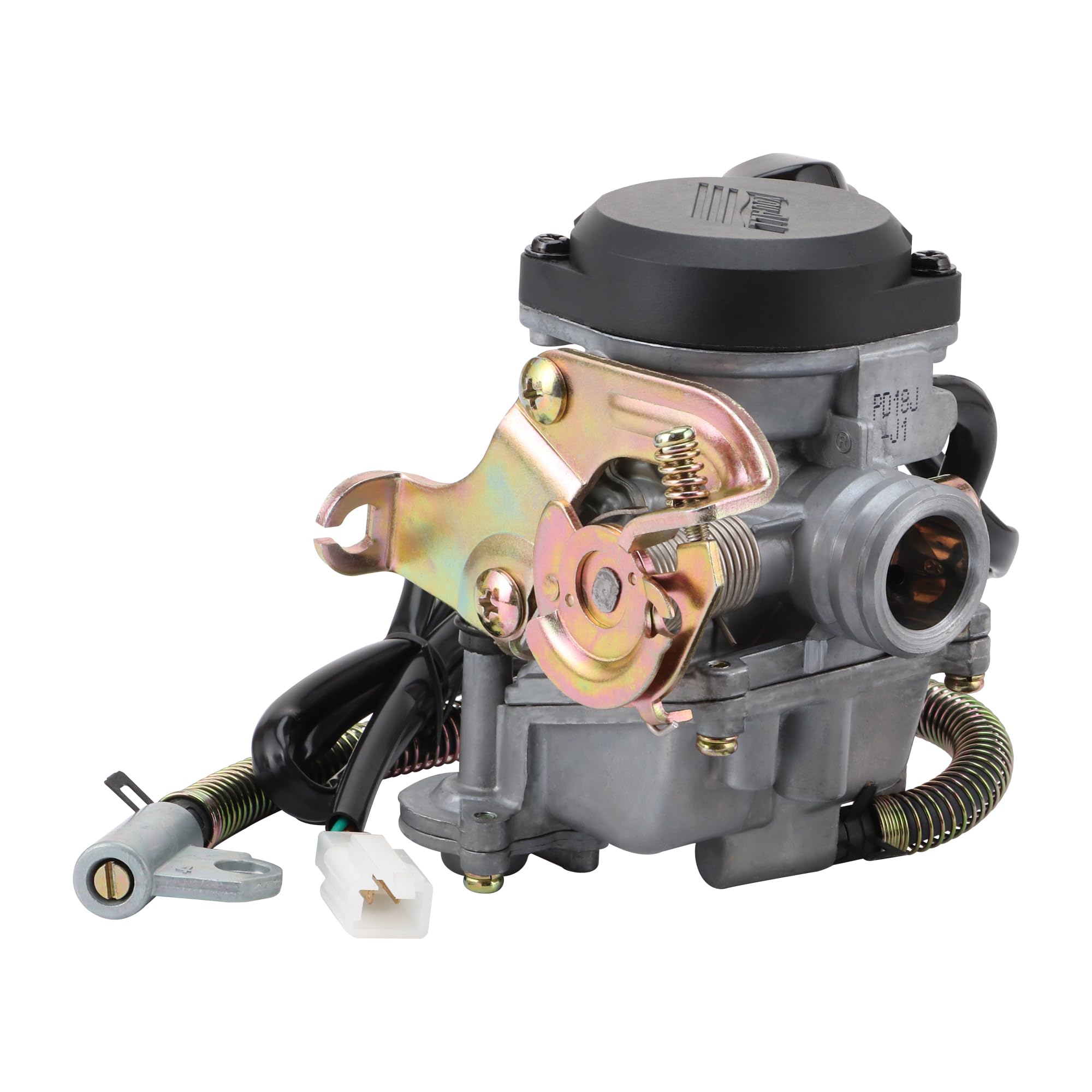 GOOFIT Carburatore 18 PD18J con Elettronica Choke con Pompa Acceleratore Performance sostituzione per 49cc 50cc 139QMB Motore ATV Quad Go Kart Pit Bike Ciclomotore e Scooter Argento