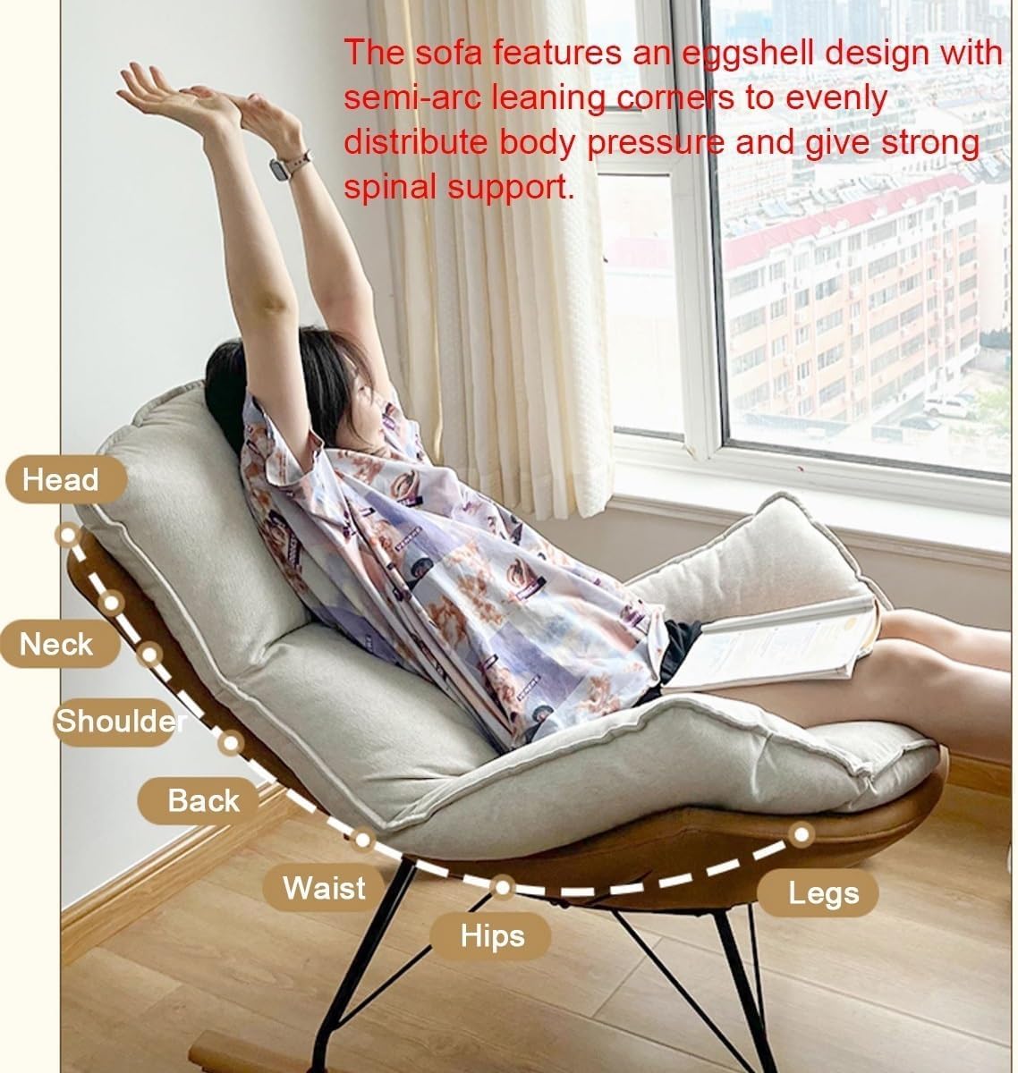 Juego de Mecedora y reposapiés de Ocio, Mecedora con Taburete para pies, Silla Relajante para balcón, Mecedora reclinable para Sala de Estar, sillón Moderno, Silla para Dormir Suave, Silla d