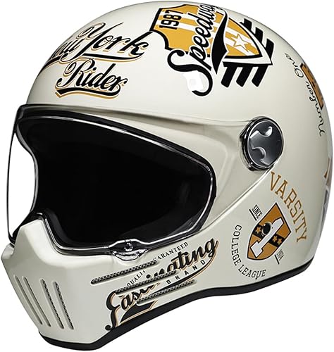 Casco vintage de cara completa para motocicleta, casco Jet Moto Cruiser Scooter unisex para adultos, aprobado por DOT