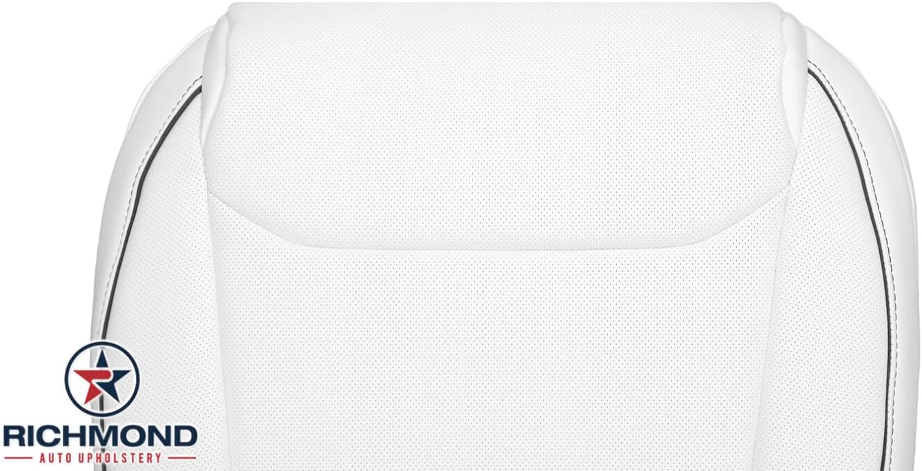 Richmond Auto Upholstery - Driver Side Bottom Compatible with 2021-2025 Tesla Model S Plaid, Replacement Leather Seat Cover, White