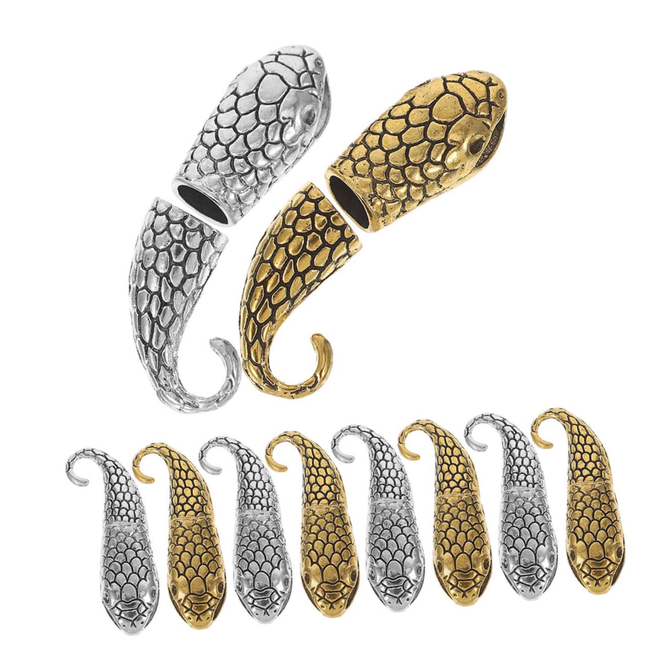 20 Pares Cierres para Pulseras Serpiente Conectores de Aleación para Hacer Bisutería Cierres Tipo Gancho y Cabeza de Serpiente Kit DIY para Pulseras y Collares Versátiles