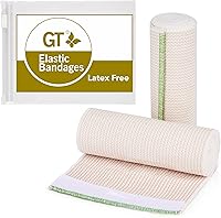 Vista 1 de GT Vendaje elástico premium (paquete de 2 unidades de 6 pulgadas) – Sujetadores de velcro en ambos extremos – Rollo de compresión hipoalergénico sin