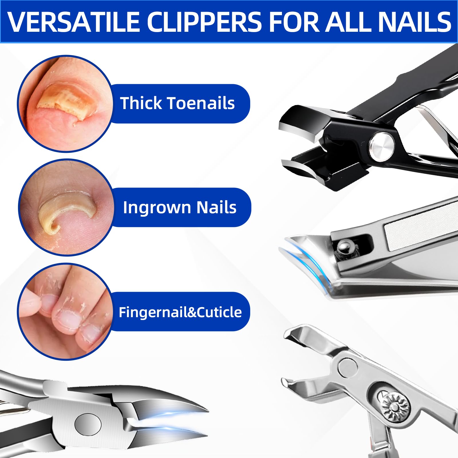 6PCS Nail Clipper Set with Stainless Steel Nail Care Tools