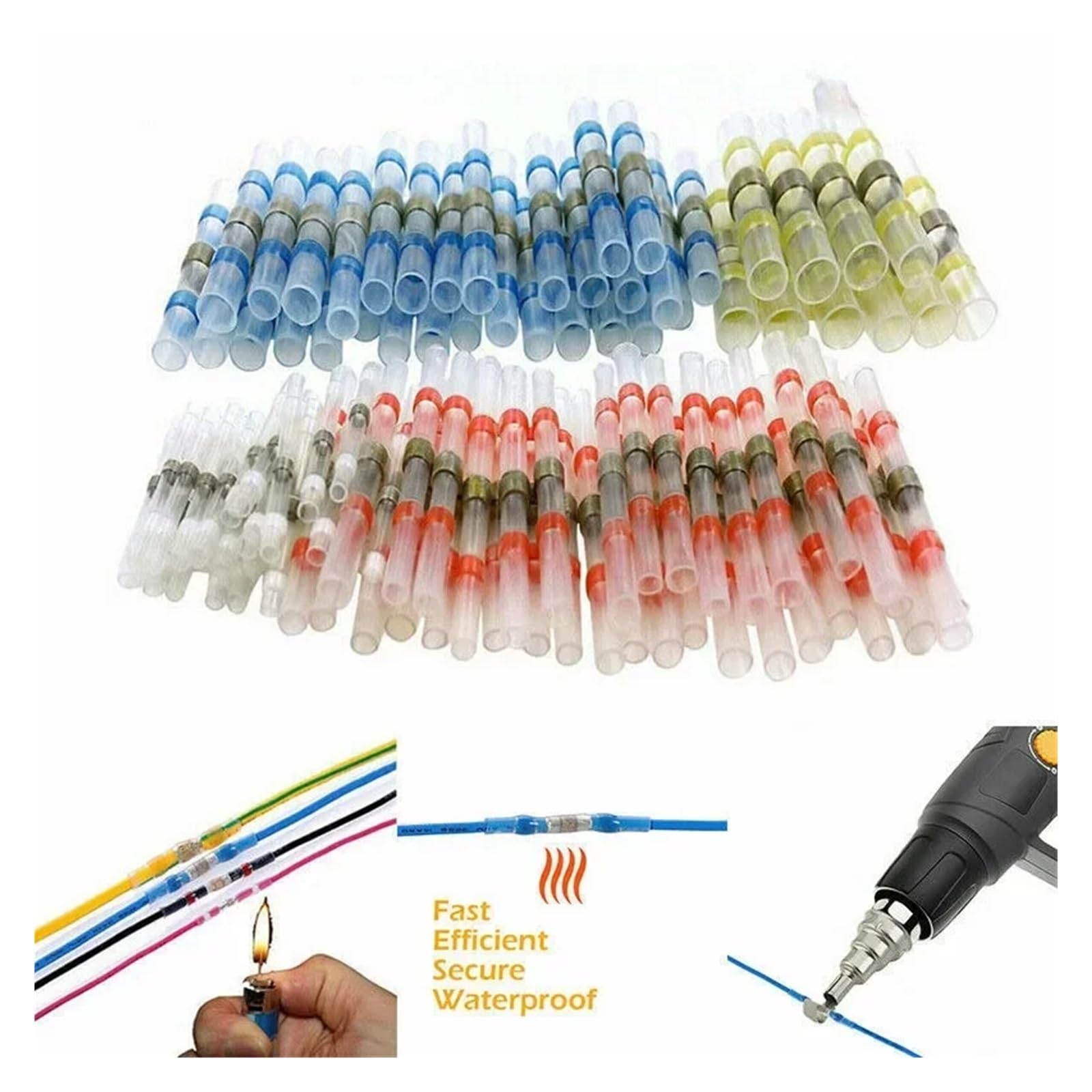 120 connettori per cavi con saldatura, terminali per cavi elettrici con isolamento termo termoretraibile, raccordo a terminale, crimpatura per cavi
