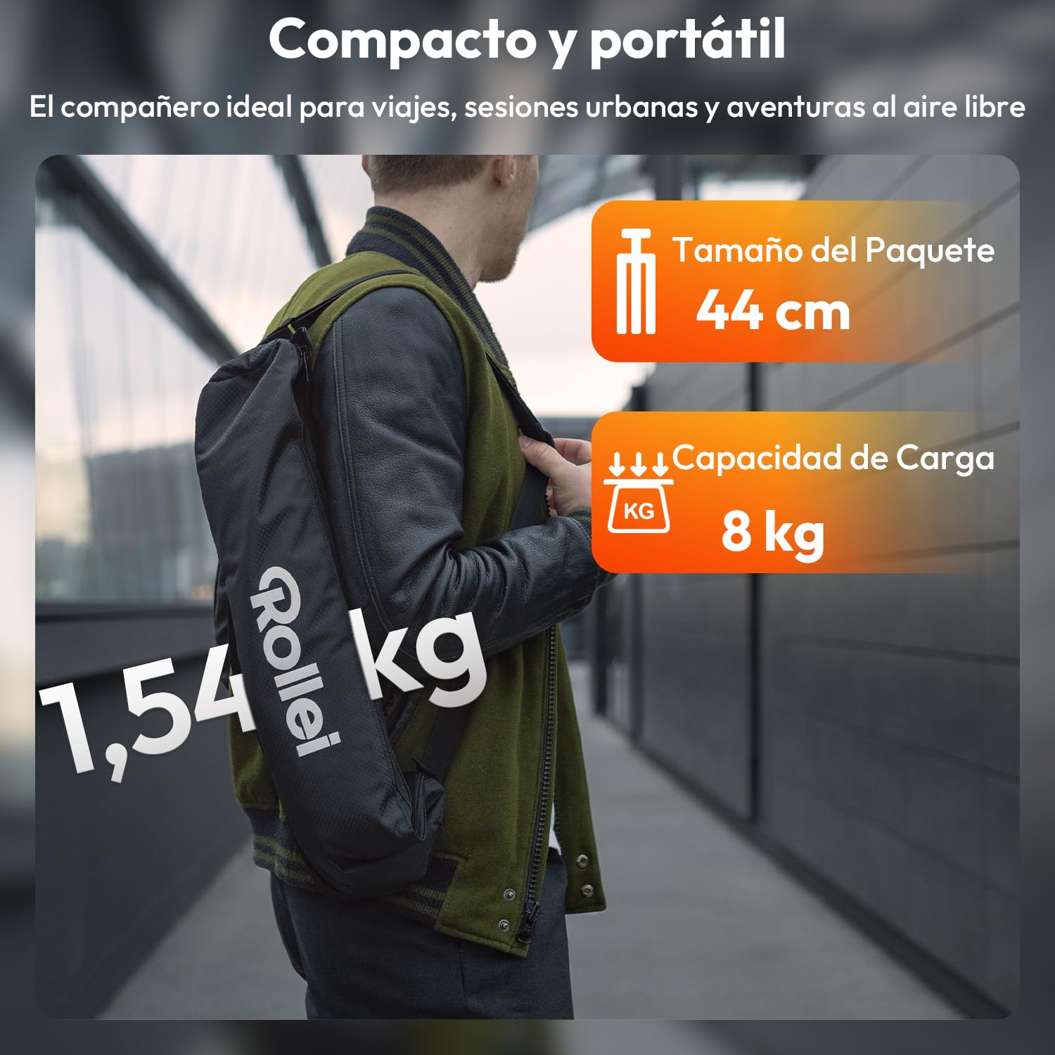 Rollei C5i Tripode Camara Nergo 158cm Trípode Cámara de Viaje en Aluminio | Tripod Ligero con Función Monopié Carga 8kg con Soporte para Movil y Cabezal Esférico 360° Tripode para DSLR y Smartphone