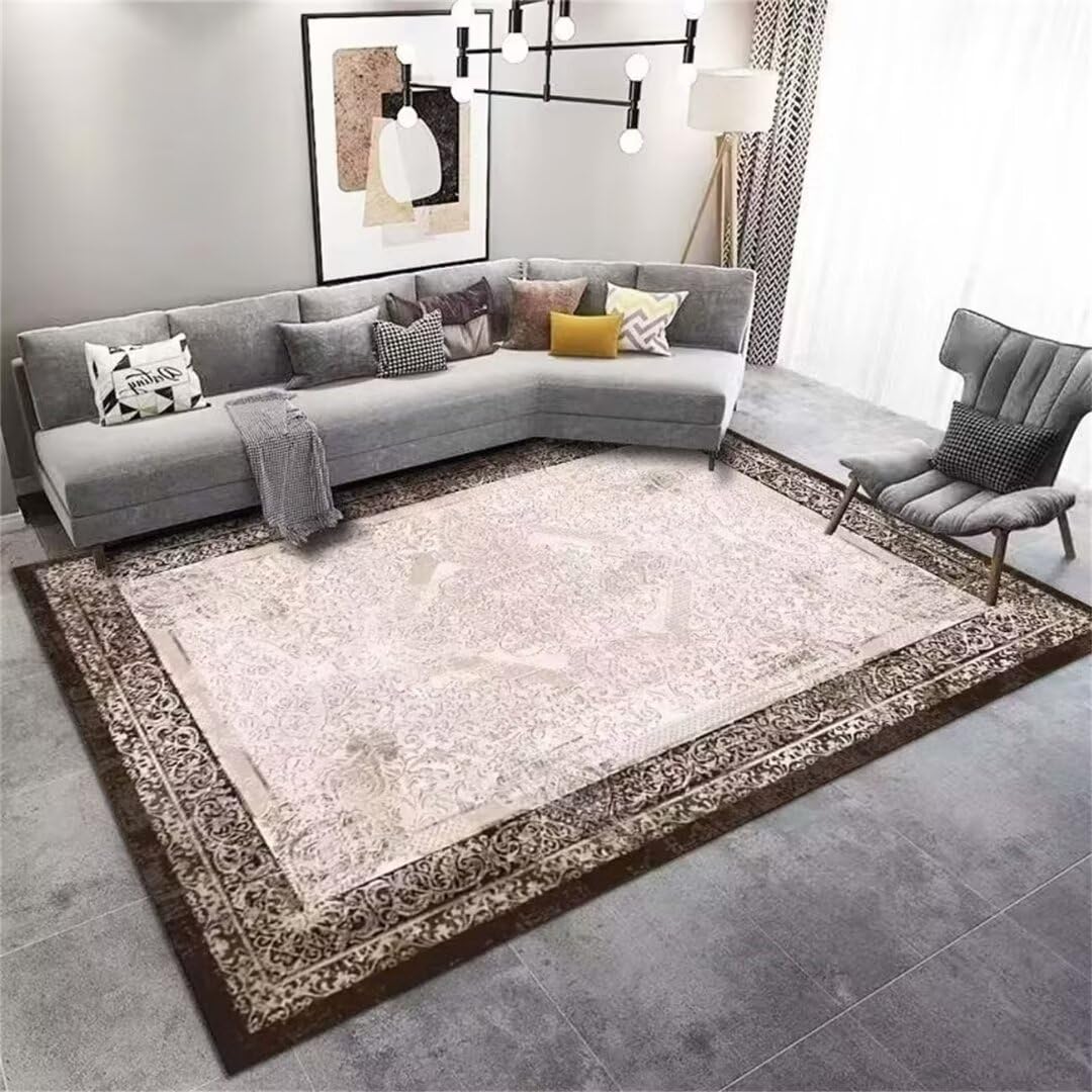 Tapis de salon doux marron 80x120 haut de gamme pour décoration maison élégante