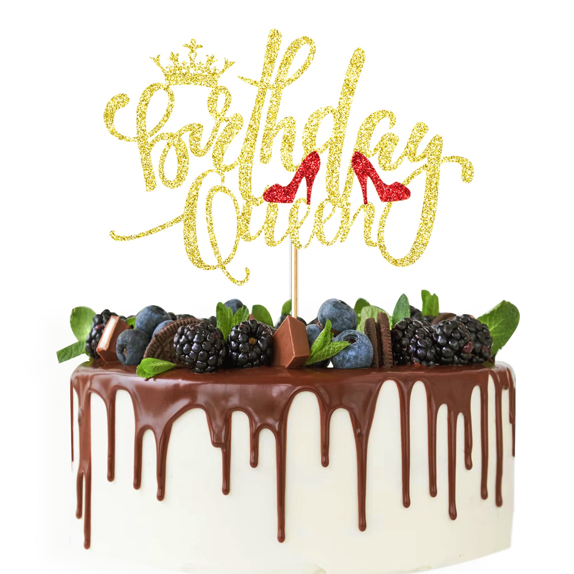 Queen Birthday Cake Topper Gold Glitter Queen Cake Topper Girls Ladies 16th 18th 21th 30th 40th 50th 60th 70th 80th 90th 100th Birthday Party Decorations