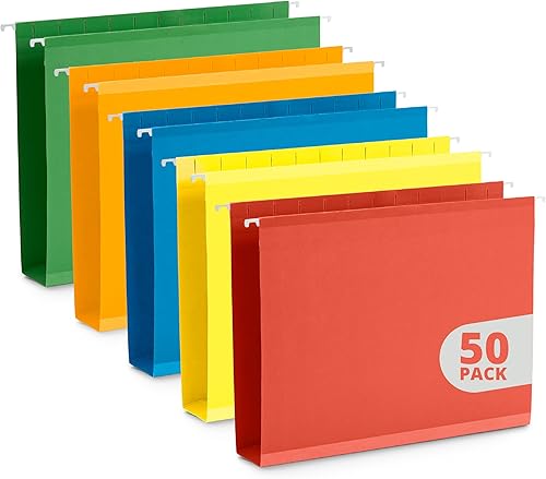50 carpetas colgantes de capacidad adicional, 50 carpetas colgantes reforzadas, expansión de 2 pulgadas, tamaño carta, diseñadas para archivos