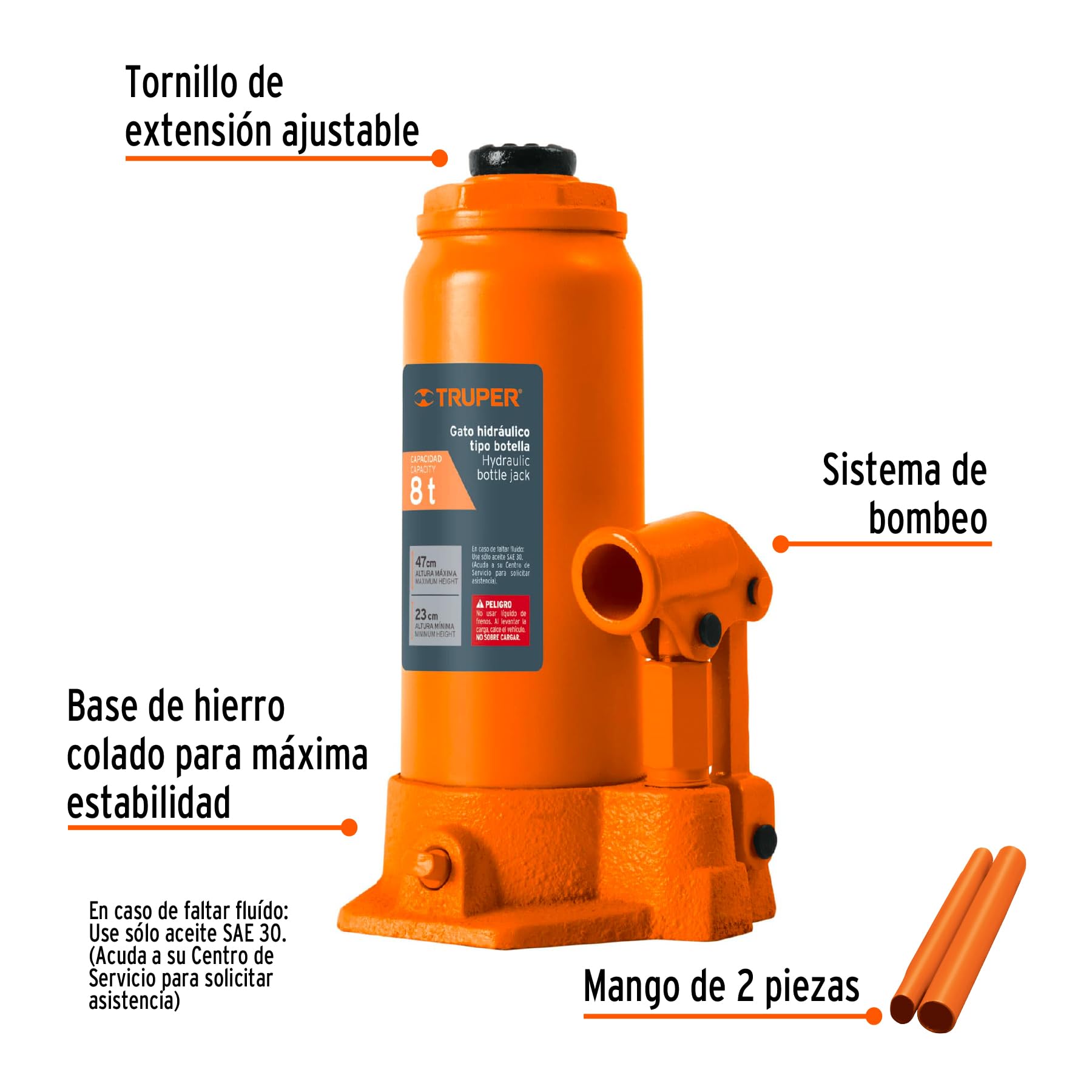Amazon.com: TRUPER GAT-8 8-Ton Hydraulic Bottle Jacks 18 1/2
