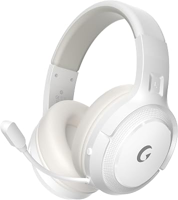 AOC Wireless Gaming Headset for PS5/PS4,PC, 2.4GHz&Bluetooth 5.3 Gaming Headphones with Noise Canceling Mic, 20ms Low-Latency, 50+Hr Battery, Type-C- White