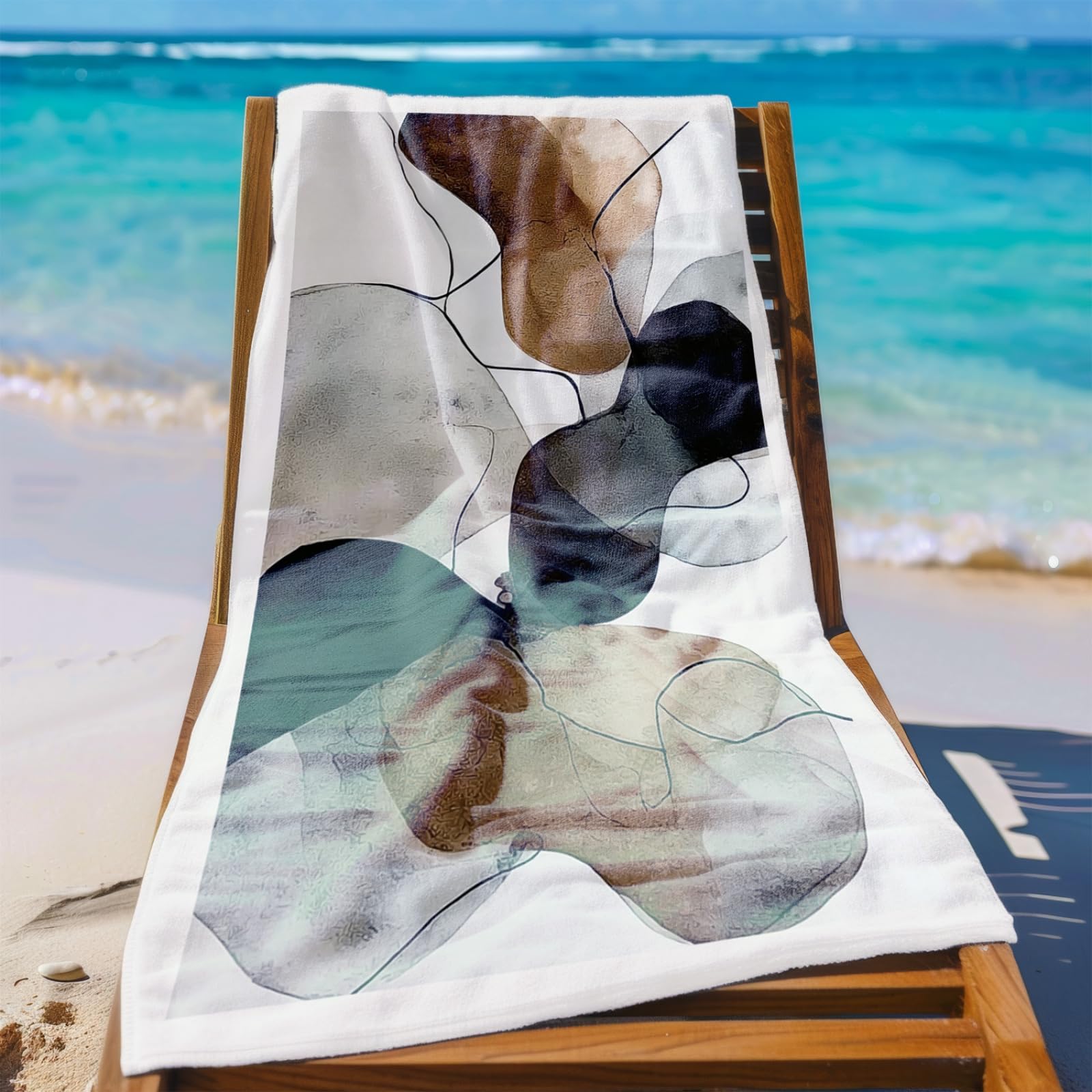 Générique Serviette de Plage 90X180 Modèle Noir Brun