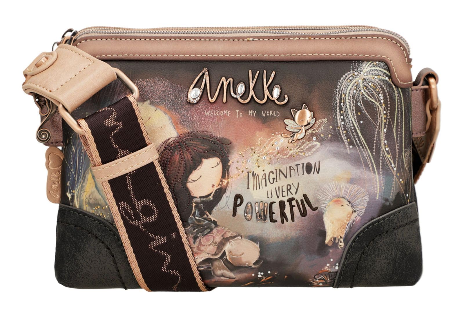 Anekke Bandolera 2 Compartimentos Dreamverse - Multi-Compartimento | Mediano | Bandolera - Medidas: 24/16/8 Cm - Accesorios Y Complementos Mujer