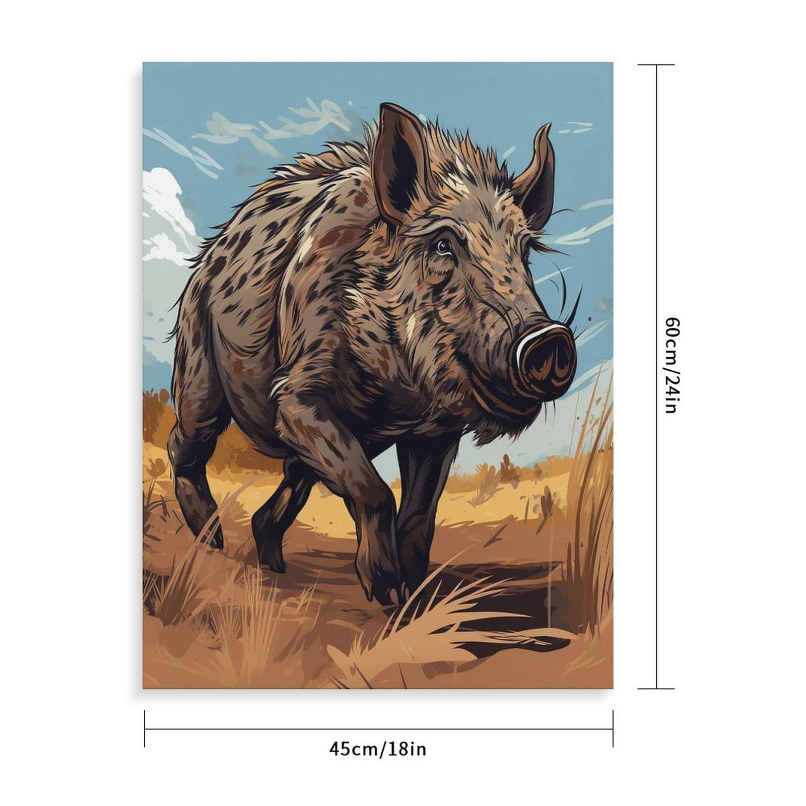 LPAGBCNU Malen-nach-Zahlen-Set mit Cartoon-Wildschwein-Motiv für Erwachsene, Anfänger, Erwachsene, Malen nach Zahlen, Kits auf Leinwand, DIY-Acrylölfarben, Malerei mit Pinseln für Geschenk