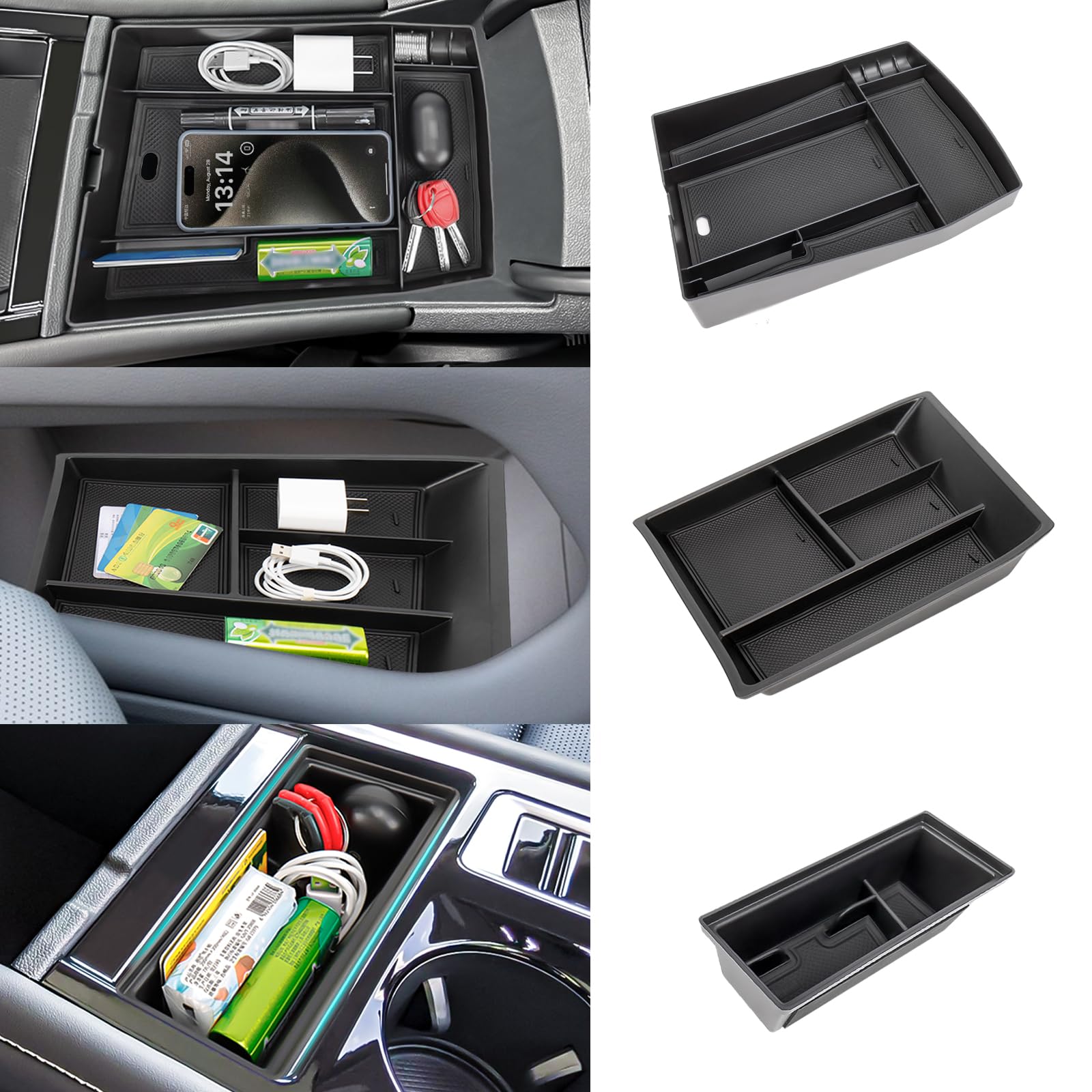 Neepiar Center Console Organizer Compatible with 2024 2025 2026 VW Volkswagen Atlas Center Console Storage Box Interior Accessories(3PCS Center