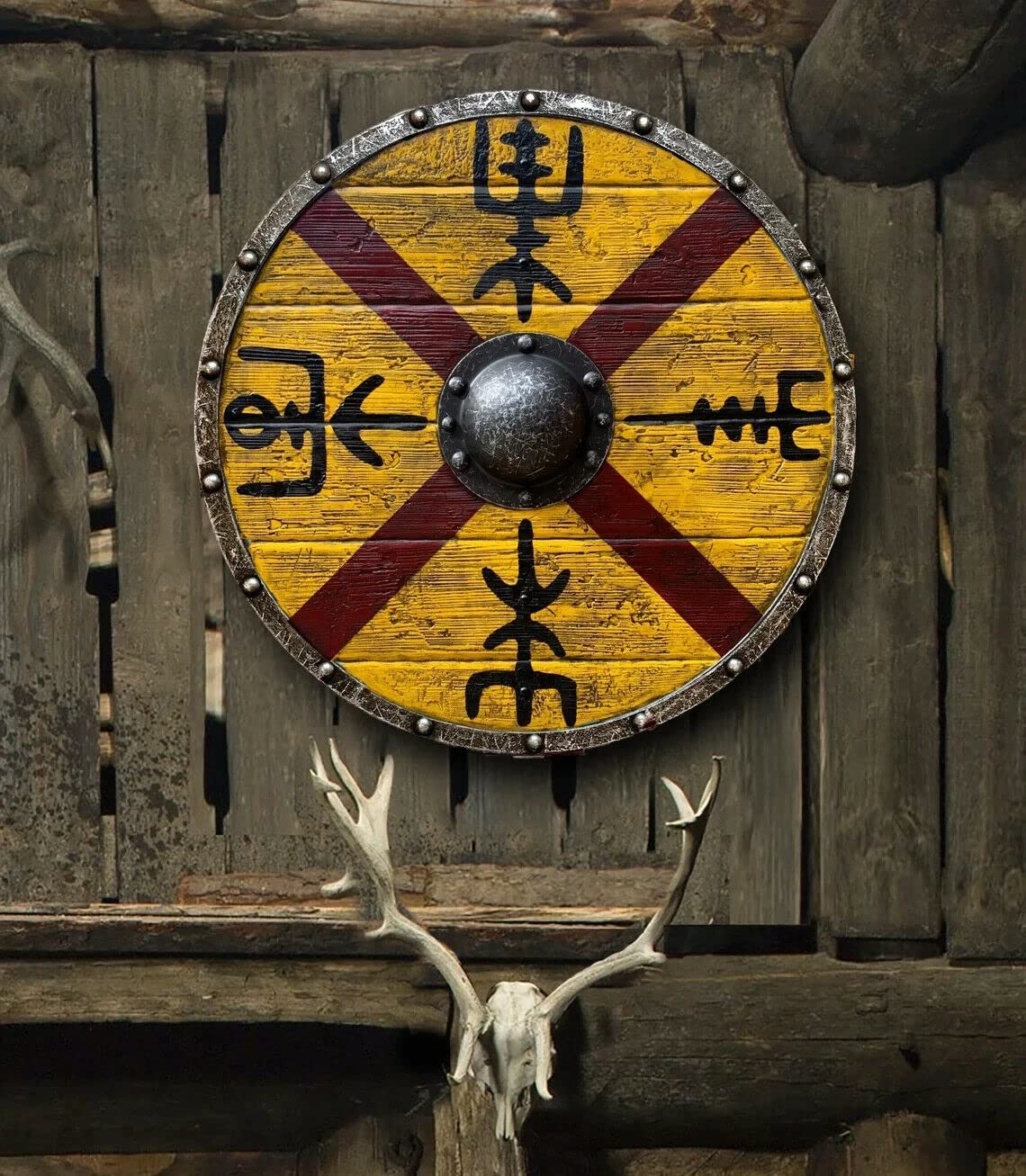 Bouclier médiéval viking pour reconstitution historique et bataille de chevalier