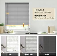 Vista 25 de LazBlinds Persianas sin herramientas sin taladro, persianas mini de vinilo de 1 pulgada, persianas sin cuerda para ventanas, persianas horizontales