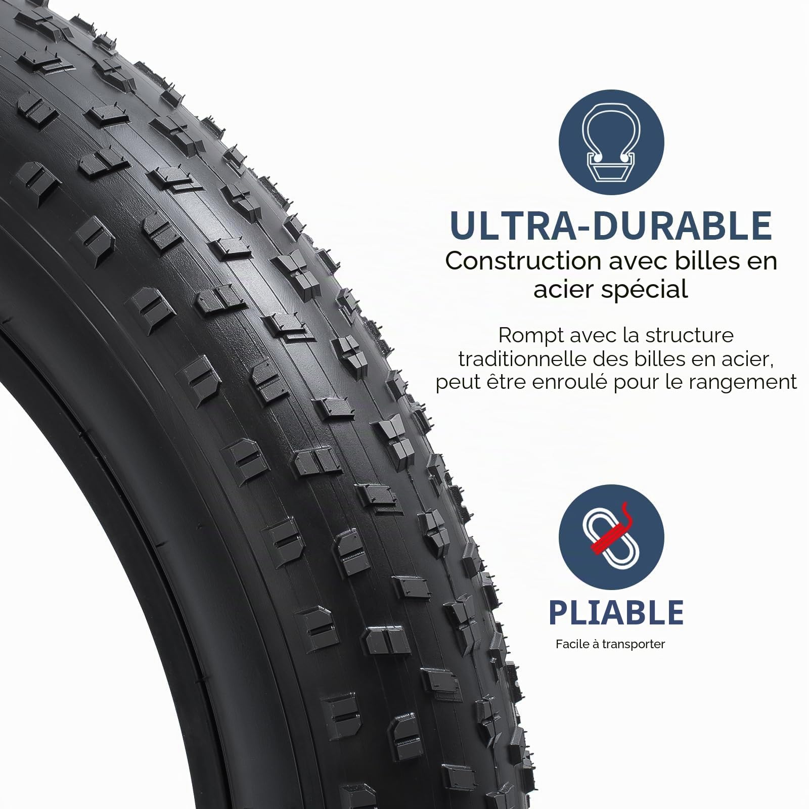 YUNSCM 2-PCS 20 Pouces Fat Vélo pneus 20x4.0/100-406 Compatible with Montagne Vélo 20x4.0 Vélo Bike pneus(Y-1528)